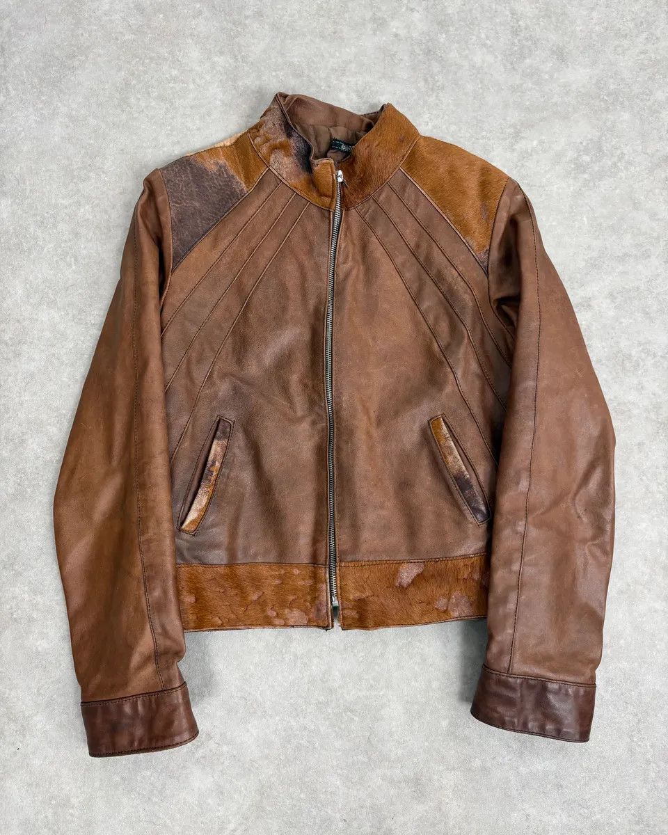 Vintage Artisanal Pony Hair Brown Leather Jacket Size US XS / EU 42 / 0 - 1 Thumbnail
