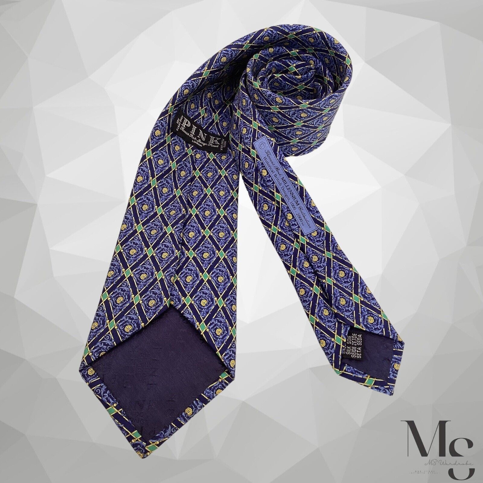 Thomas Pink THOMAS PINK MILLENIUM COLLECTION Purple Baroque Silk Tie Size ONE SIZE - 1 Thumbnail