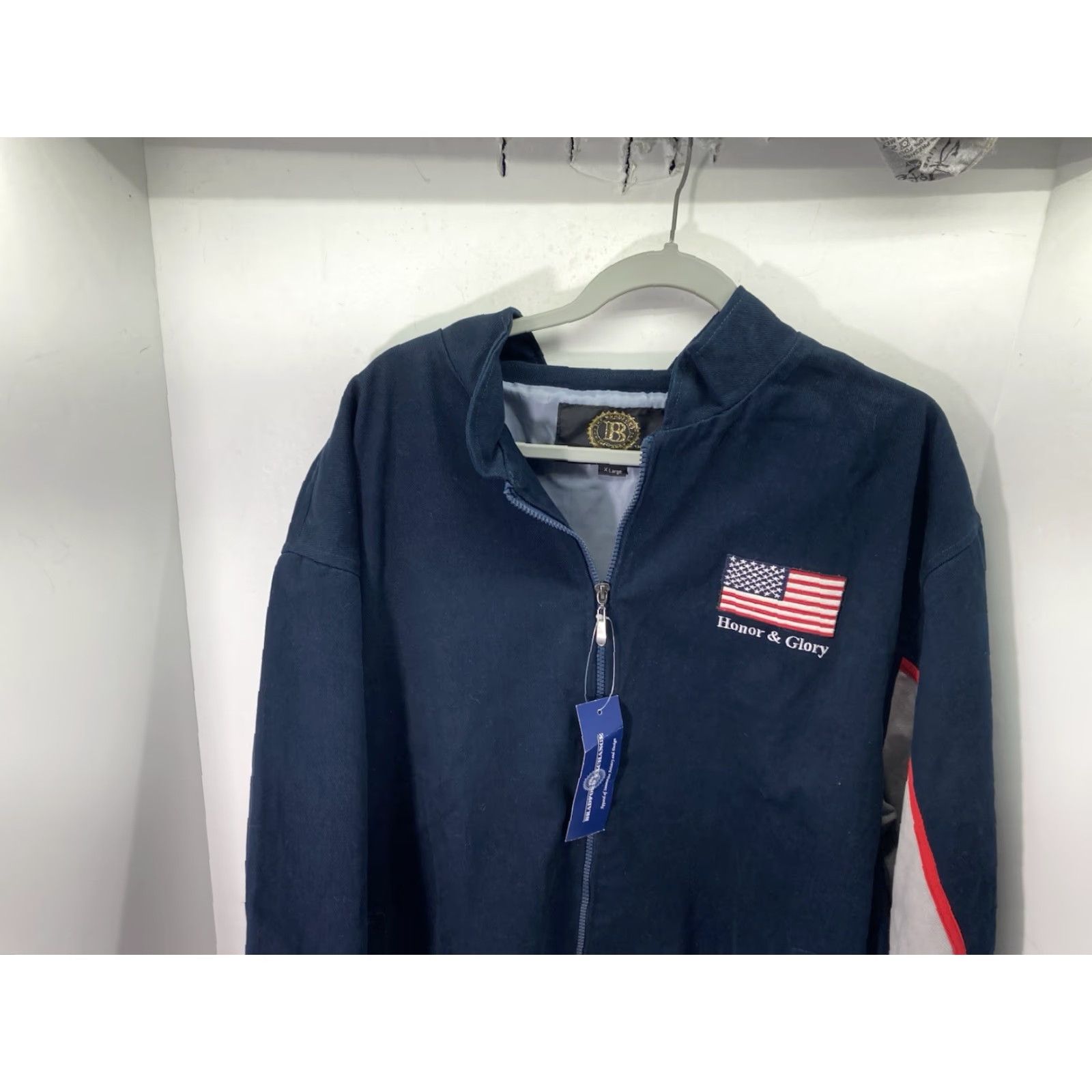 Vintage Bradford Exchange Jacket Men XL Navy Blue Canvas Full Zip Eagle NWT Bomber Shirt Size US XL / EU 56 / 4 - 6 Thumbnail