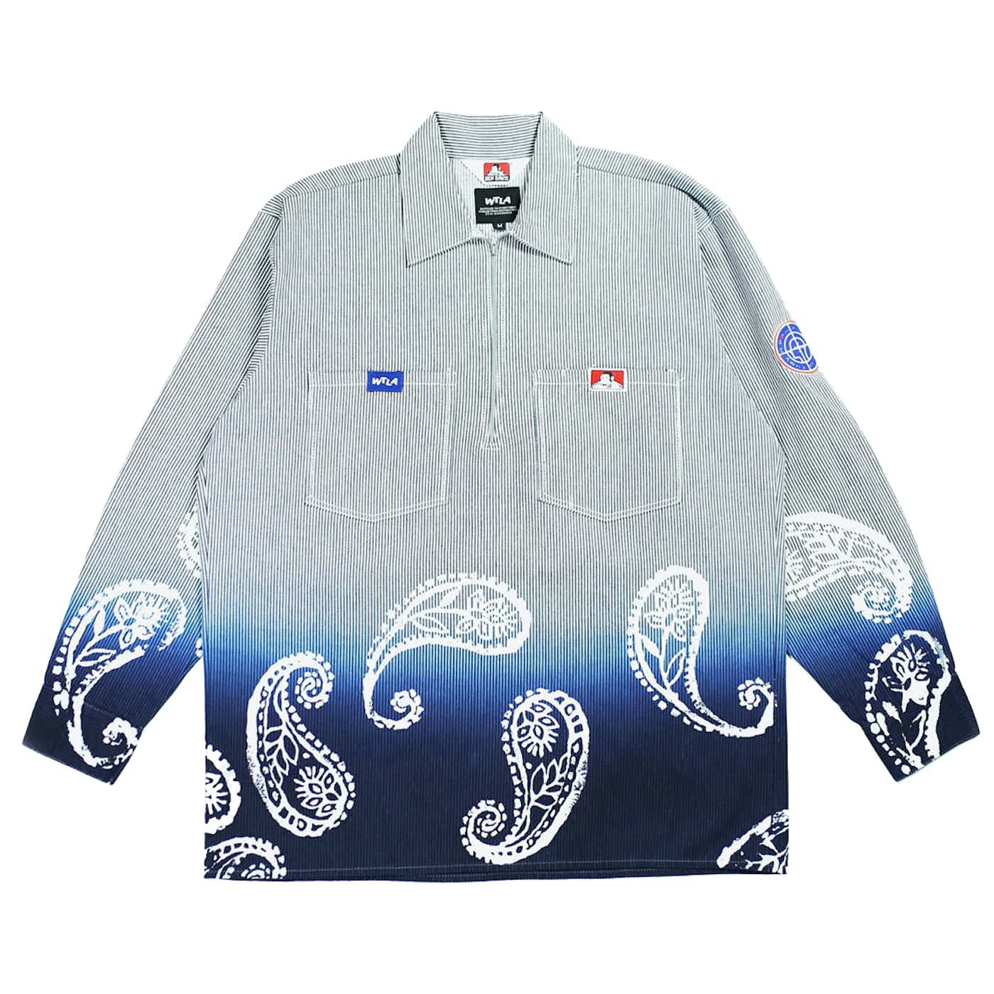 image of Wckdthgths X Ben Davis Paisley Quarter Zip in Blue, Men's (Size Large)