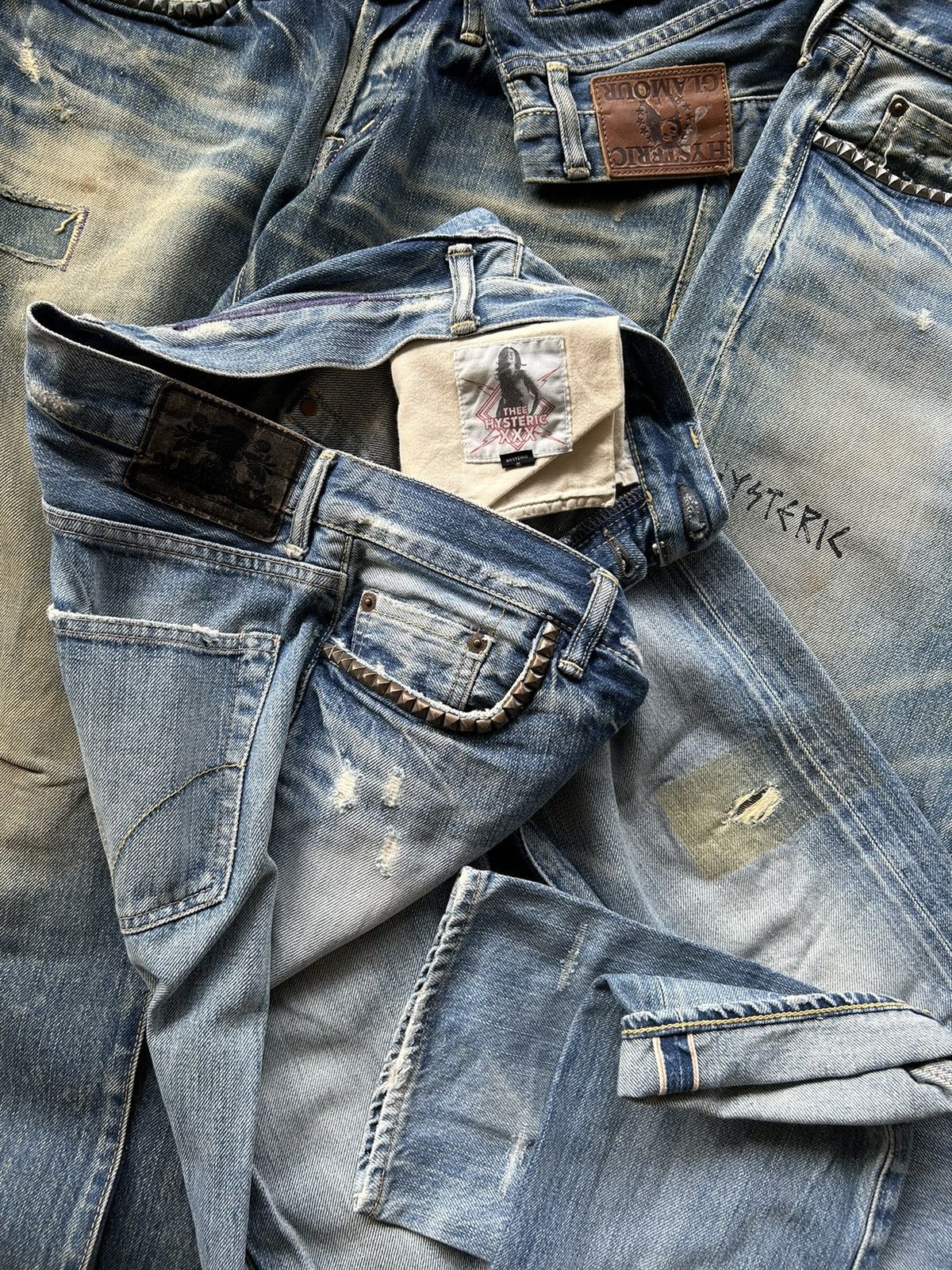 Hysteric Glamour × Japanese Brand Vtg HYSTERIC GLAMOUR XXX Selvedge Distressed denim RARE☠️ Size US 31 - 1 Thumbnail