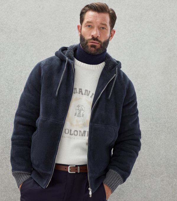 Brunello Cucinelli o1w1db10924 Fur Sweatshirt in Dark Blue Size US M / EU 48-50 / 2 - 3 Thumbnail