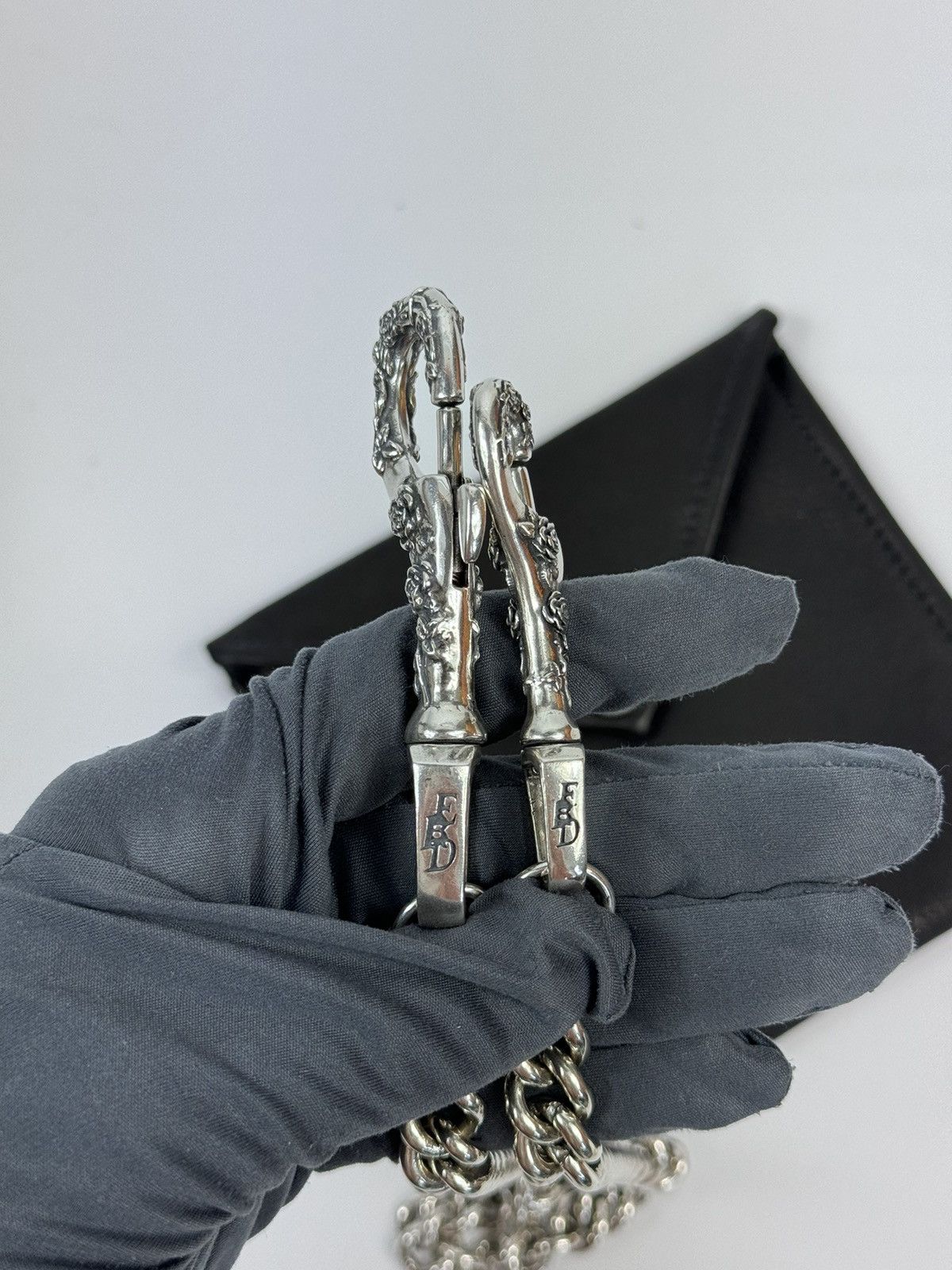 Enfants Riches Deprimes 2x ANTIQUE SILVER ROSE ENGRAVED WALLET CHAIN Size ONE SIZE - 7 Thumbnail
