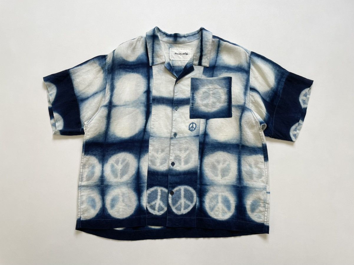 Story Mfg. Blue/White ‘Peace Tie Dye’ Print Shirt Size US M / EU 48-50 / 2 - 2 Thumbnail