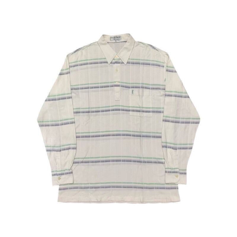 Yves Saint Laurent Striped‼️ Yves Saint Laurent Plaid Long Sleeve Polos Size US XL / EU 56 / 4 - 1 Thumbnail
