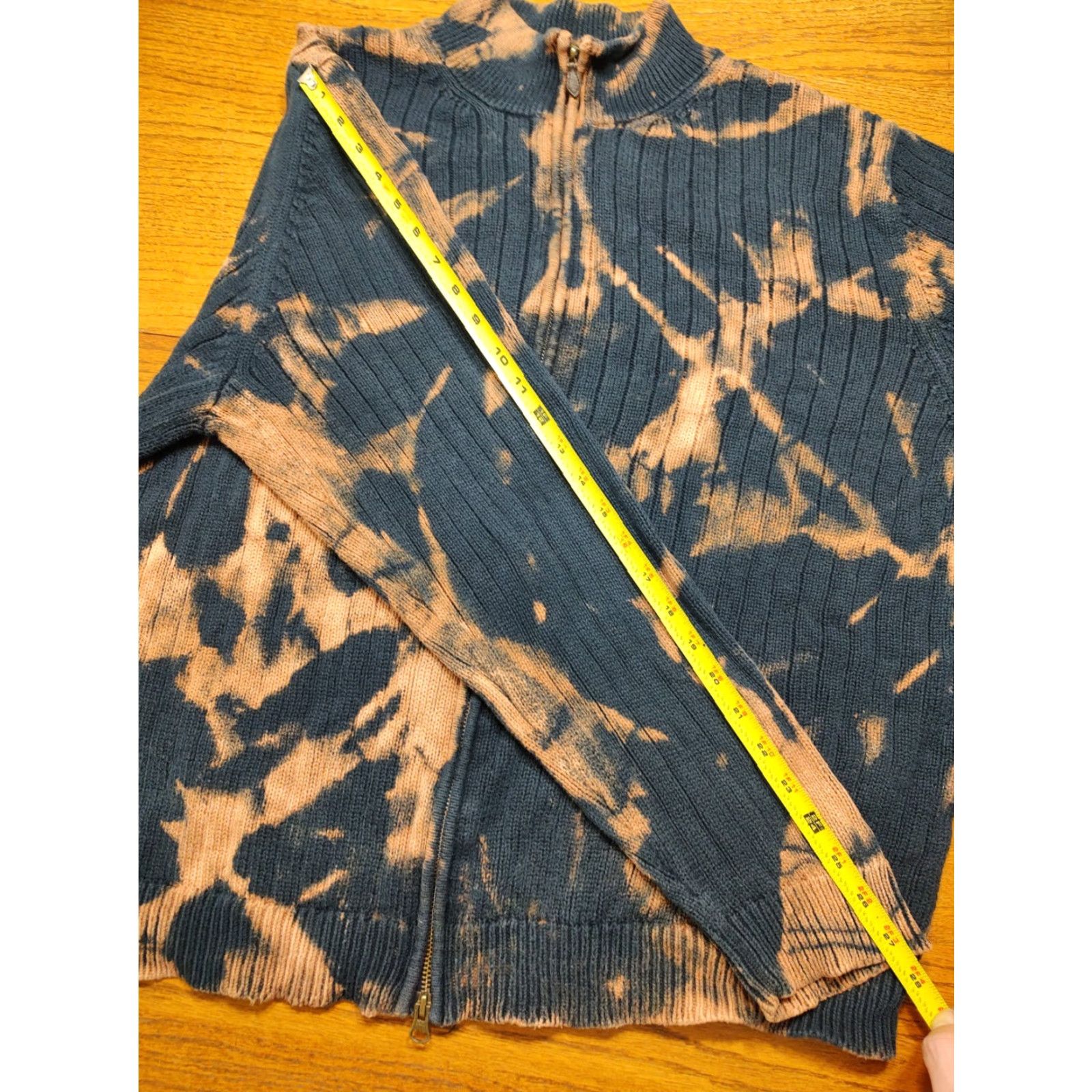 Brooks Brothers Brooks Brothers Sweater Mens XL Full Zip Cable Knit Cotton Acid Wash Tie Dye Multicolor Size US XL / EU 56 / 4 - 7 Thumbnail