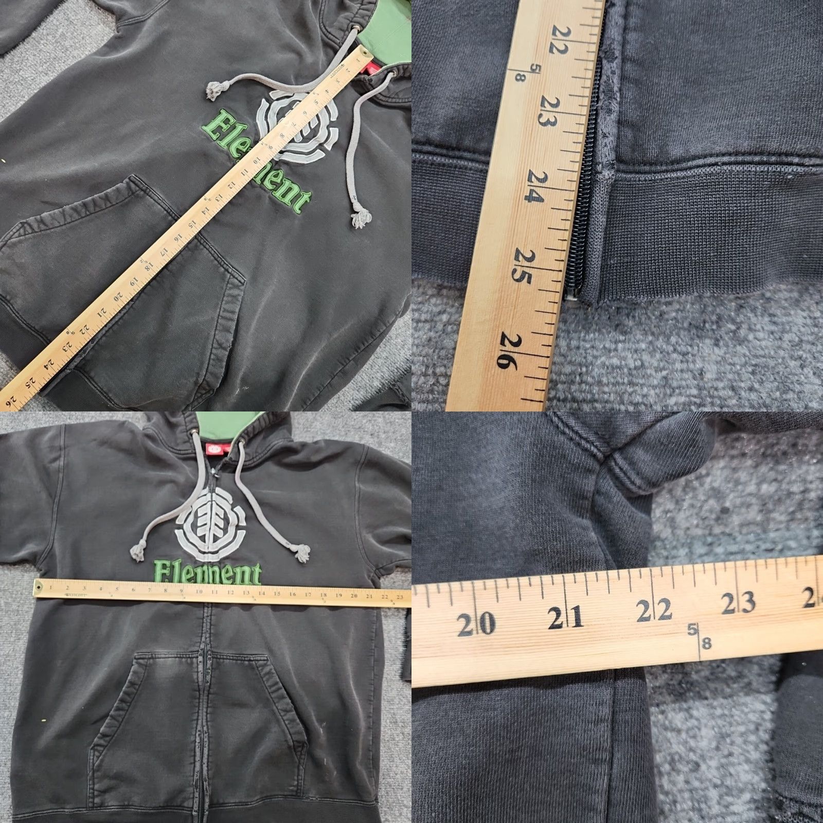 Element VINTAGE Element Hoodie Full Zip Grunge Black L Men Stash Spot Logo Embroidered Pockets Wind Water Fire Earth Skateboarding Size US L / EU 52-54 / 3 - 8 Thumbnail