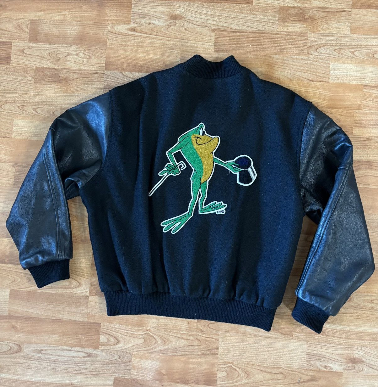 Vintage Vintage y2k WB frog letterman leather jacket Size m Size US M / EU 48-50 / 2 - 1 Thumbnail