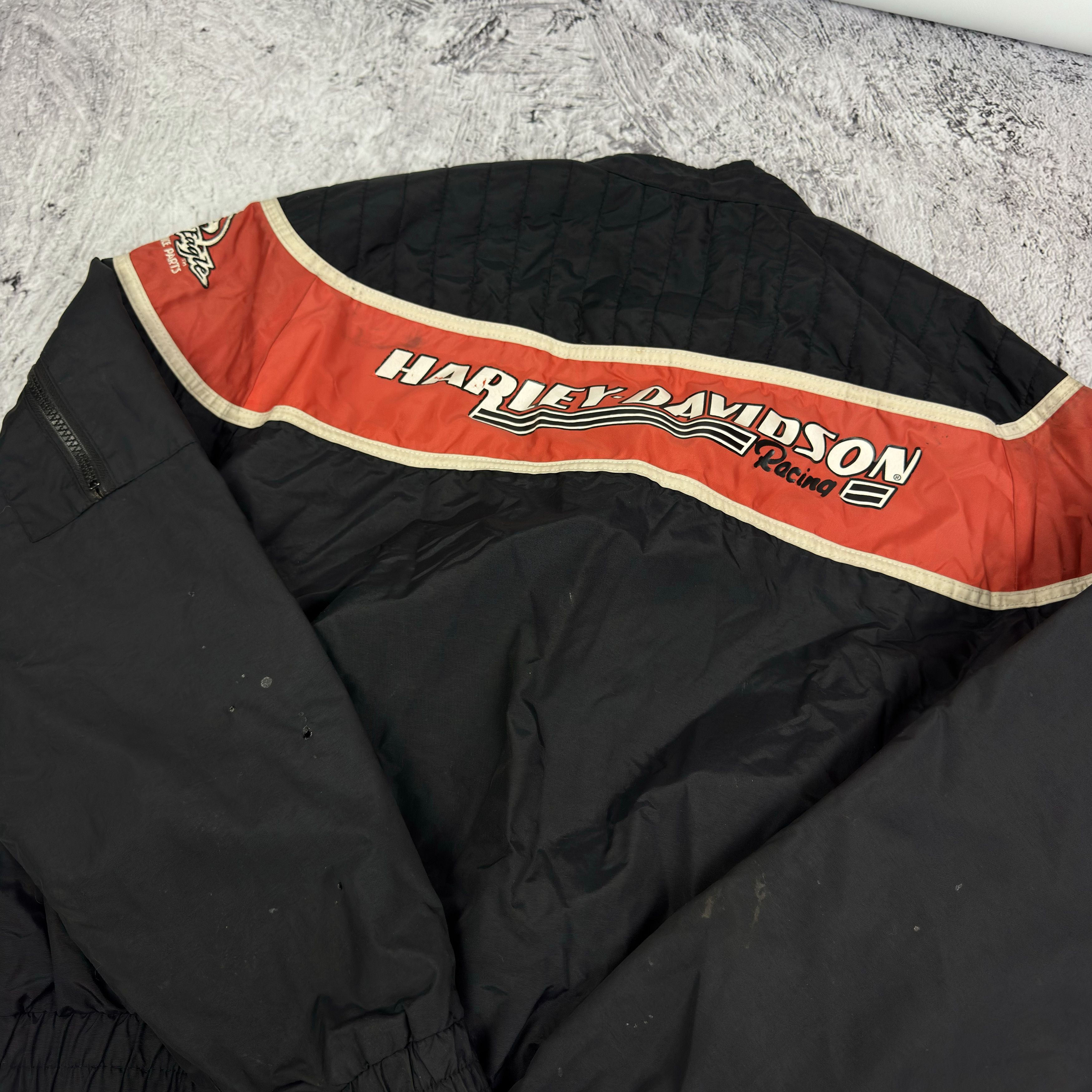 Harley Davidson Harley-Davidson Men's Black Full Zip Biker Racing Jacket Size US L / EU 52-54 / 3 - 11 Thumbnail