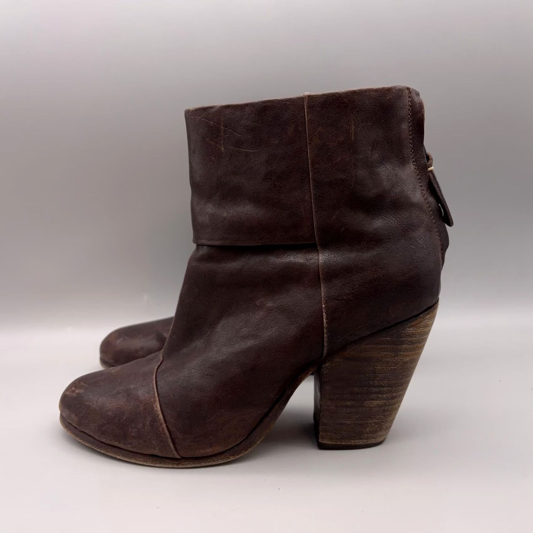 Rag & Bone Rag & Bone Brown Leather Ankle Booties Block Heel Zip Boot Womens Size 9 Size US 9 / IT 39 - 4 Thumbnail