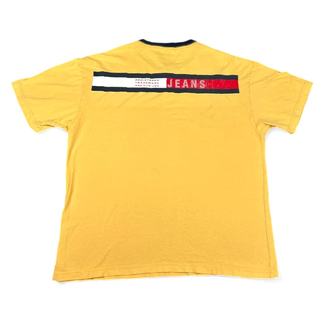 Tommy Hilfiger VINTAGE Tommy Hilfiger Shirt Adult LARGE Yellow Tommy Jeans Flag Logo Y2K Ringer Size US L / EU 52-54 / 3 - 2 Thumbnail