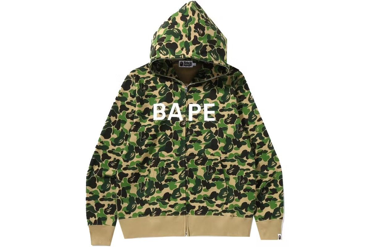 image of Abc Camo Bape Full Zip Hoodie in Green, Men's (Size XL)