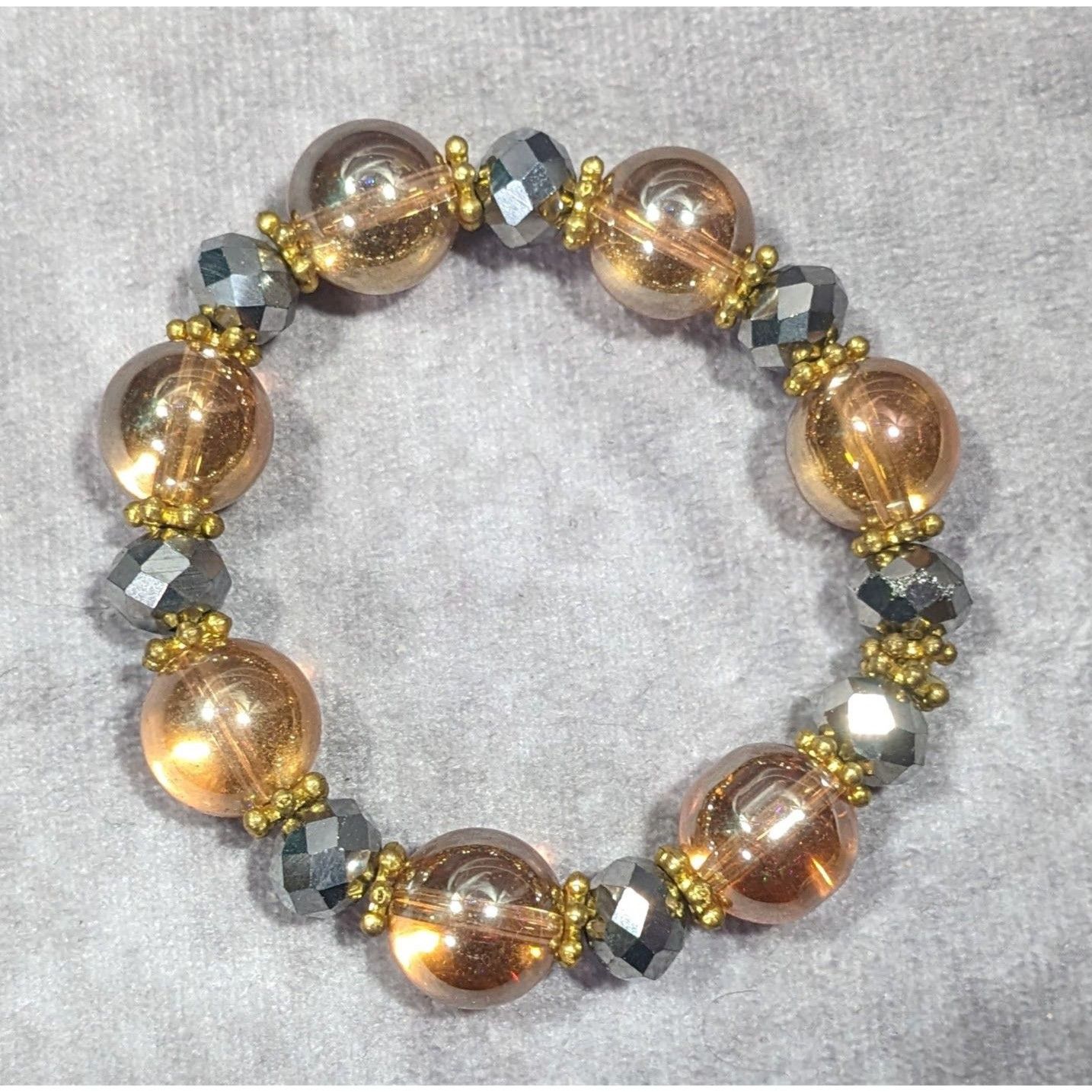 Other Whimsical Silver And Gold Tone Glass Beaded Bracelet Size ONE SIZE - 7 Thumbnail