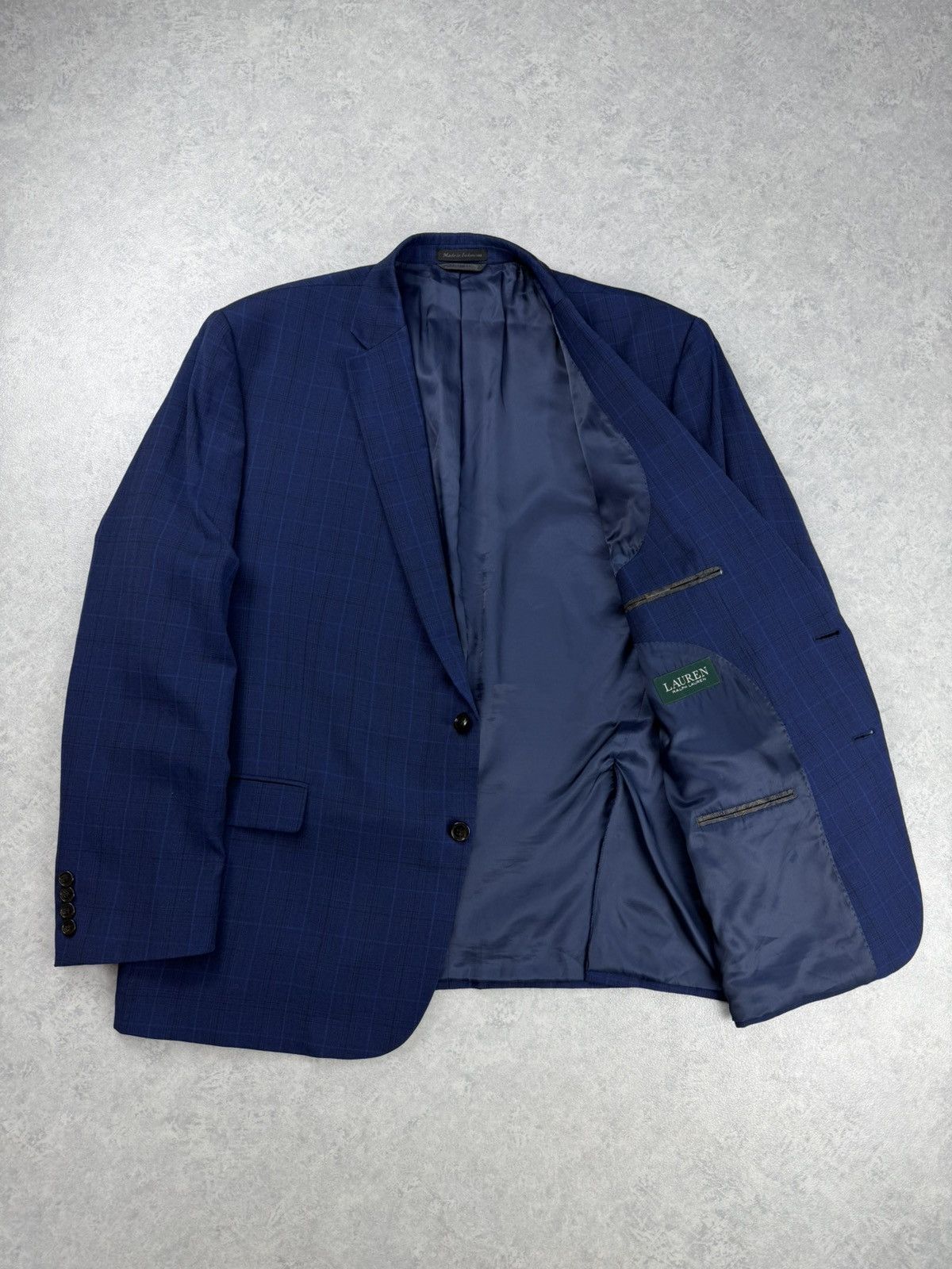 Ralph Lauren Ralph Lauren Blue Check Wool Blazer 48R Mens Sport Coat Size 48R - 1 Thumbnail