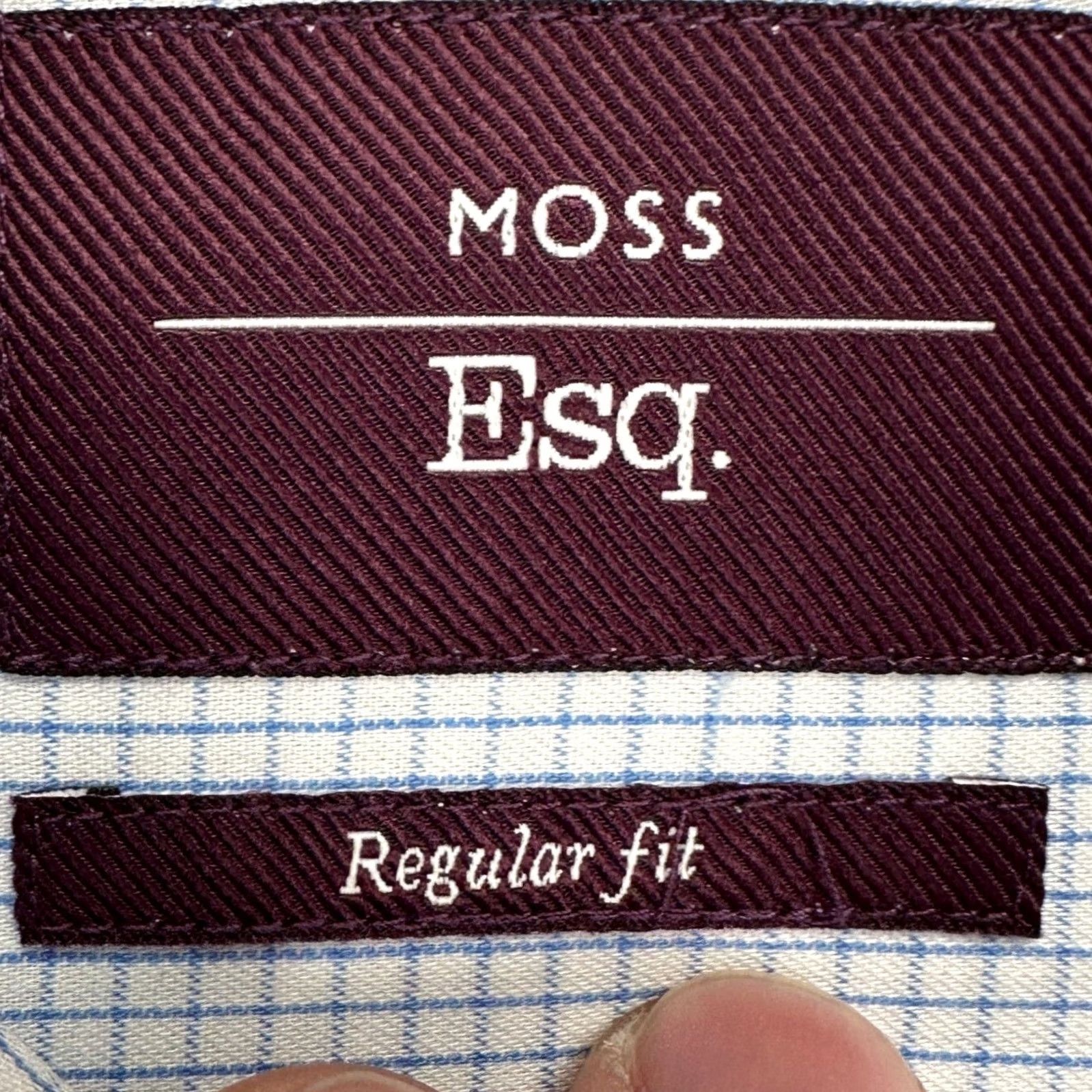 Vintage Esq Dress Shirt Men 15.5-39 Blue White Grid Check Regular Fit Button Up Shirts Mens Regular Fit Silk Cotton Blend N/A Size 42R - 5 Thumbnail