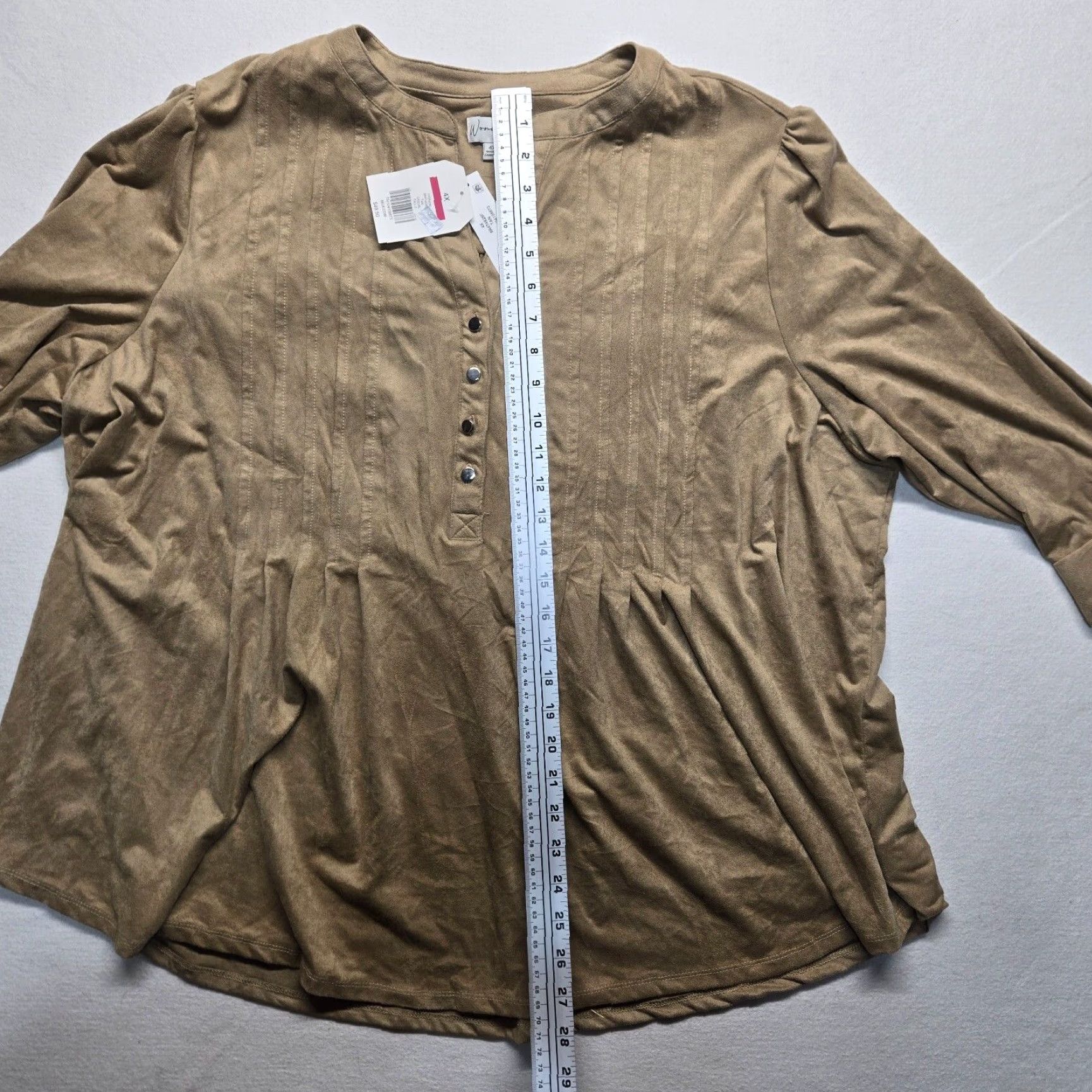 Vintage VINTAGE Wonderfly Solid Brown 3/4 Sleeve Tunic Blouse Adult Women's Plus 4X Size XXL / US 16-18 / IT 52-54 - 7 Thumbnail