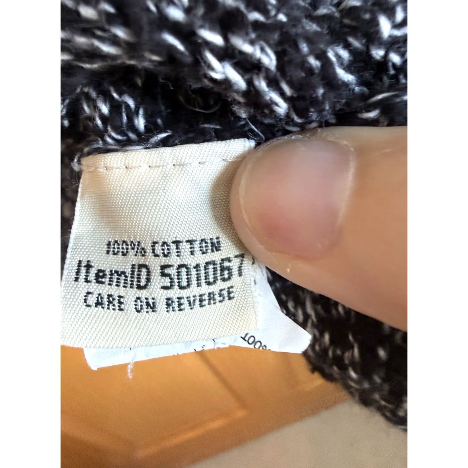 Vintage L.L. Bean Cardigan Sweater Women's XL Black 100% Cotton Marled Raglan Sleeve Classic Knit" Size XL / US 12-14 / IT 48-50 - 5 Thumbnail