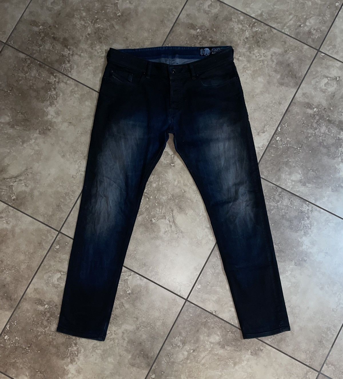 Diesel Black Wax Indigo Denim Jeans Blue Gem Distressed 33
