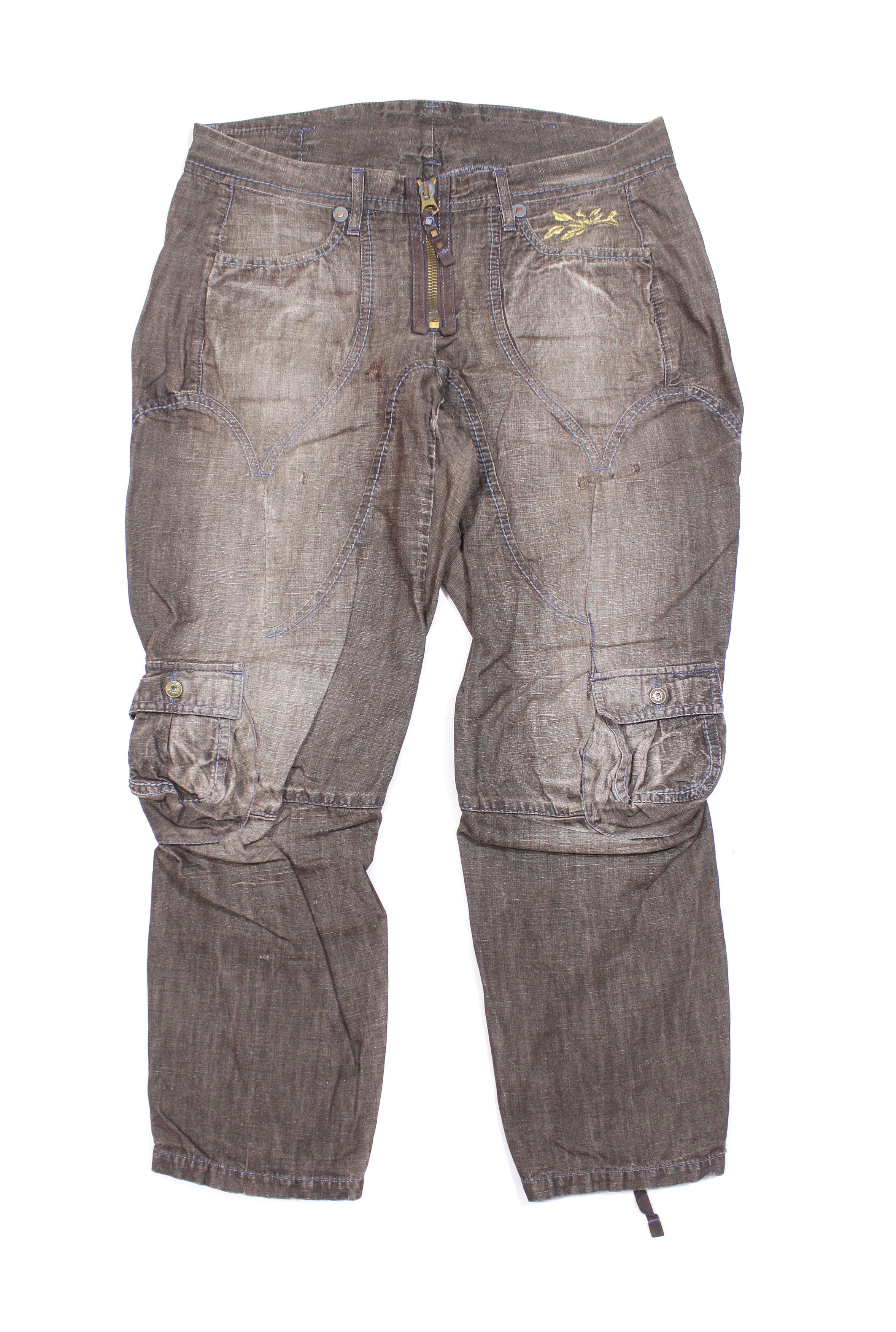 Marithe + Francois Girbaud 90S Cargo Zip Twisted Cropped Pants Vintage Size US 30 / EU 46 - 1 Thumbnail