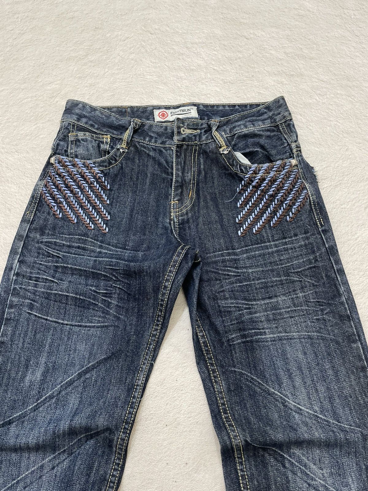 Japanese Brand 2000s Japan Raw Denim Y2K Faded Tribal Pocket Number Nine Size US 29 - 4 Thumbnail