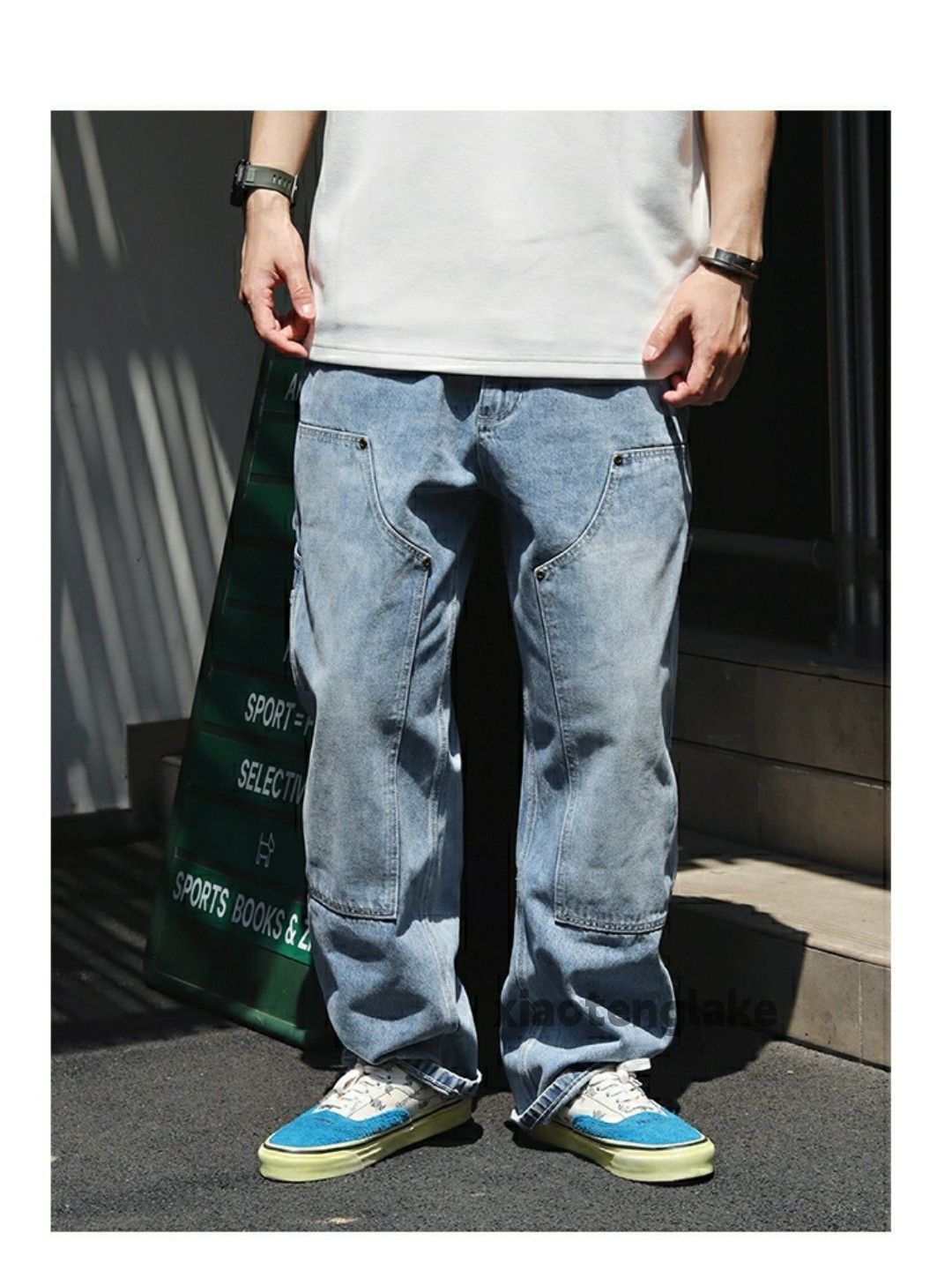 Designer × Japanese Brand × Vintage Washed faded loose baggy skate hiphop carpenter pants Size US 34 / EU 50 - 1 Thumbnail