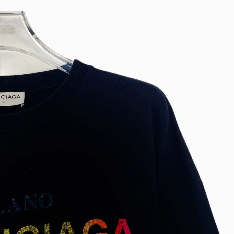 Balenciaga Balenciaga Rainbow Gradient Logo Round Neck Short Sleeve Size US XS / EU 42 / 0 - 7 Thumbnail