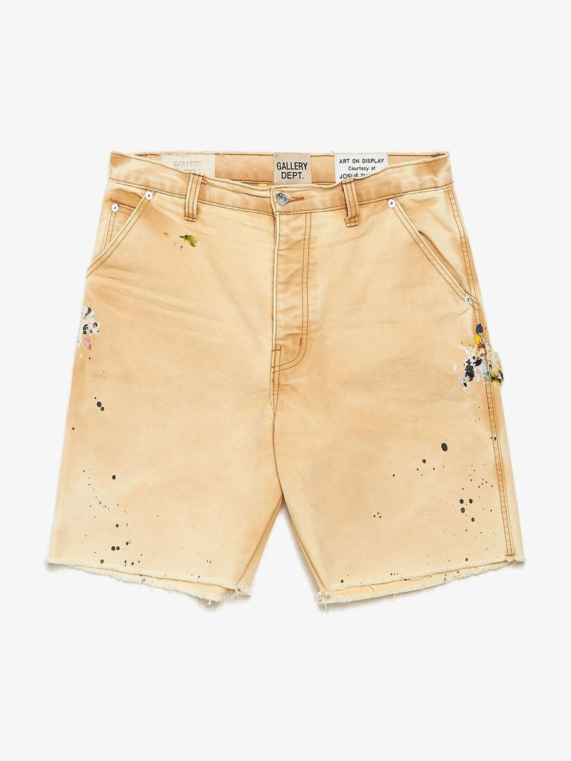 Gallery Dept. Beige Paint Splattered Cotton Shorts Size US 34 / EU 50 - 1 Thumbnail