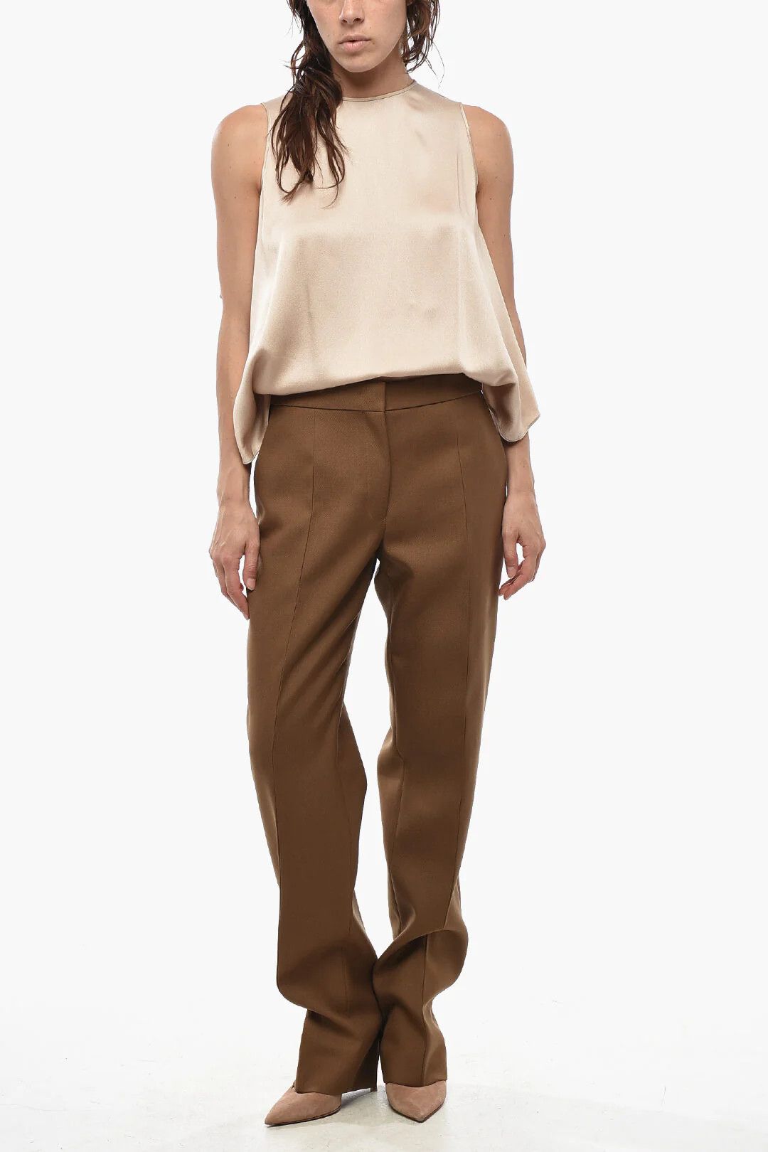 Jil Sander og1mm0626 Slim Fit Wool Twill Pant in Brown Size 30" / US 8 / IT 44 - 4 Thumbnail