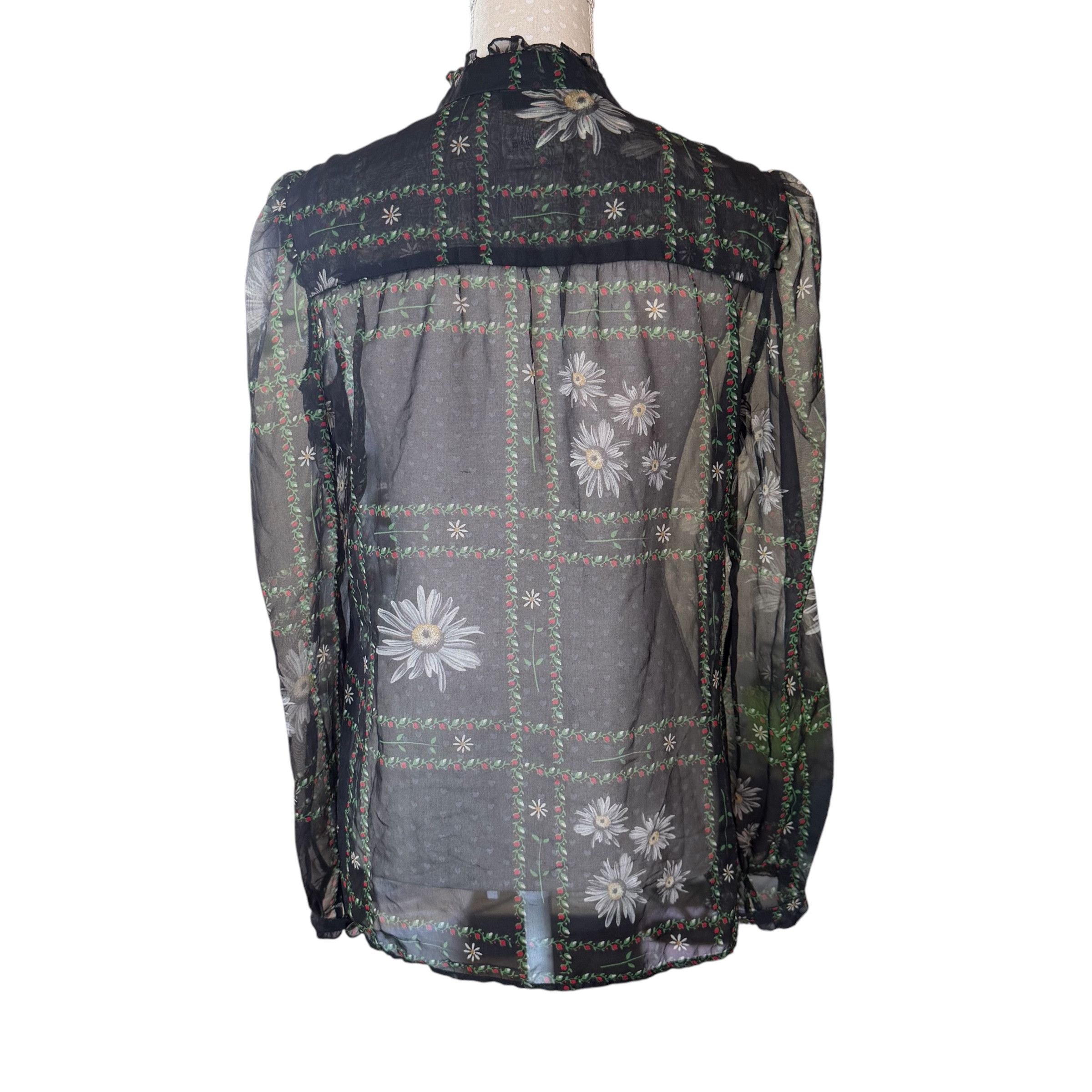 Dolce & Gabbana DOLCE & GABBANA SILK BLOUSE WITH FLOWERS Size S / US 4 / IT 40 - 3 Thumbnail