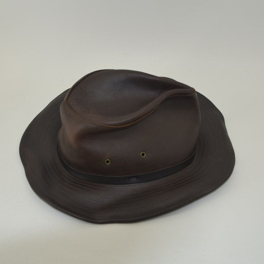Vintage Henschel Hat Co. USA Dark Brown Oiled Leather Size M Cowboy Size ONE SIZE - 11 Thumbnail
