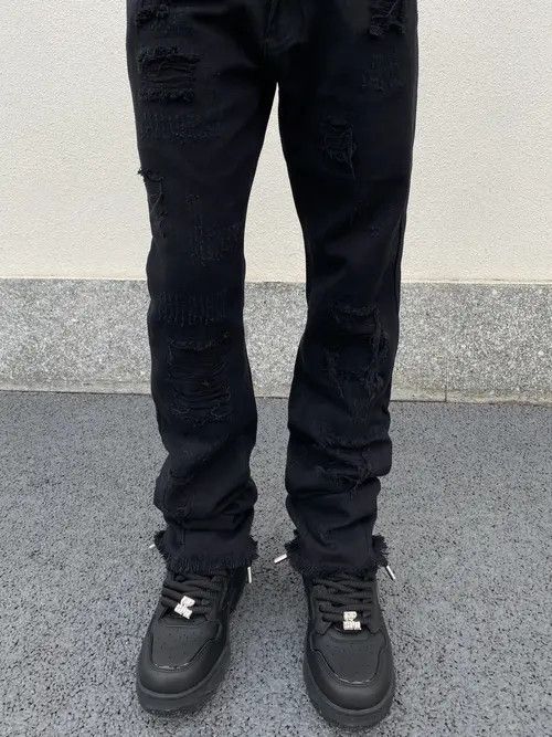 VIBE punk flared damaged ripped jeans Size US 32 / EU 48 - 6 Thumbnail