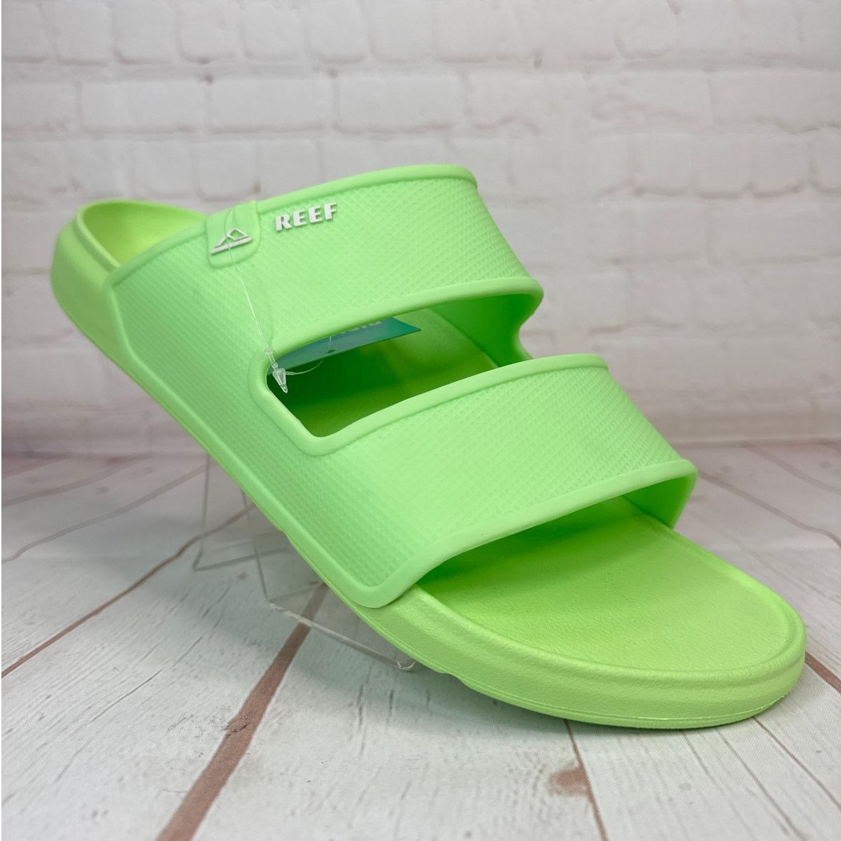 REEF Reef Oasis Double Up Lime Cushioned Water Friendly Slides Size US 13 / EU 46 - 1 Thumbnail