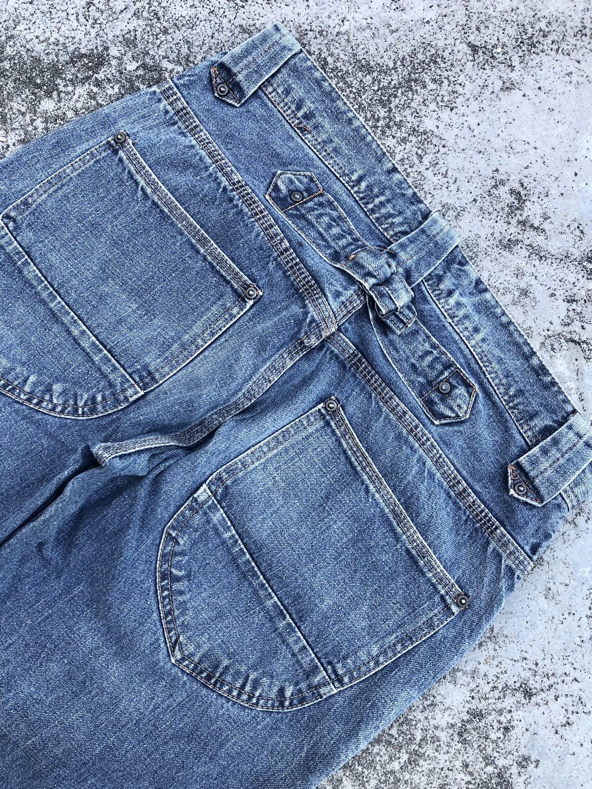 Japanese Brand DOUBLE KNEE BUCKLE BACK JEANS Size US 33 - 8 Thumbnail