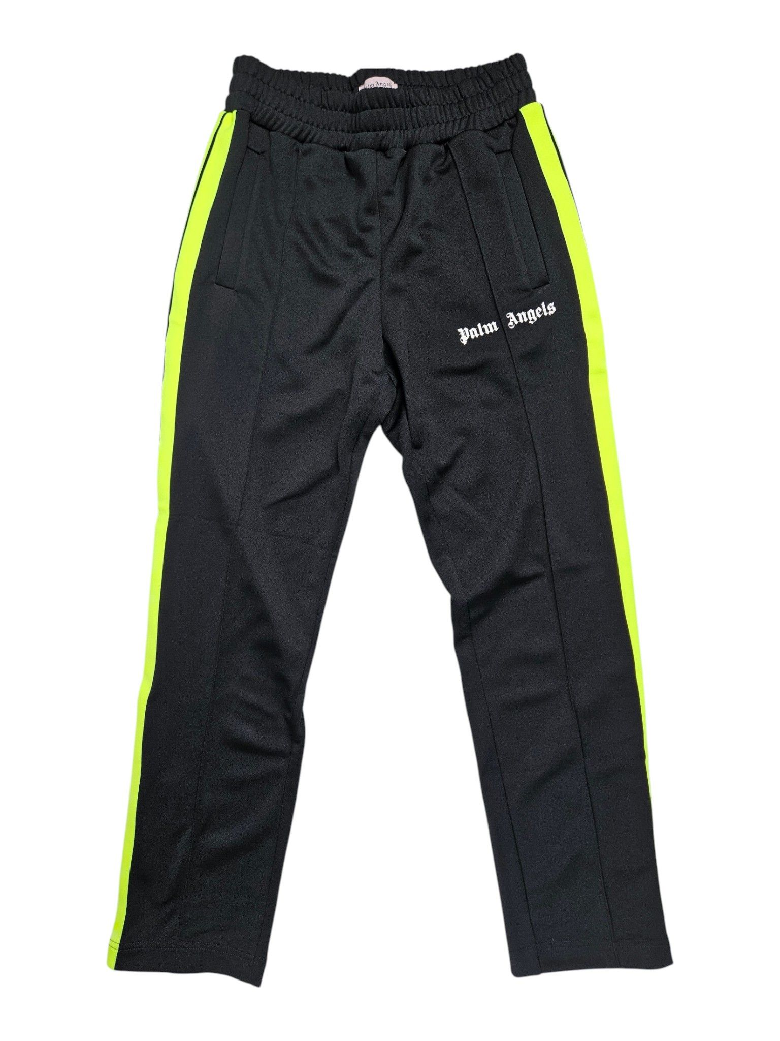Palm Angels Black and Neon Tapping Pants with Zipper Ends