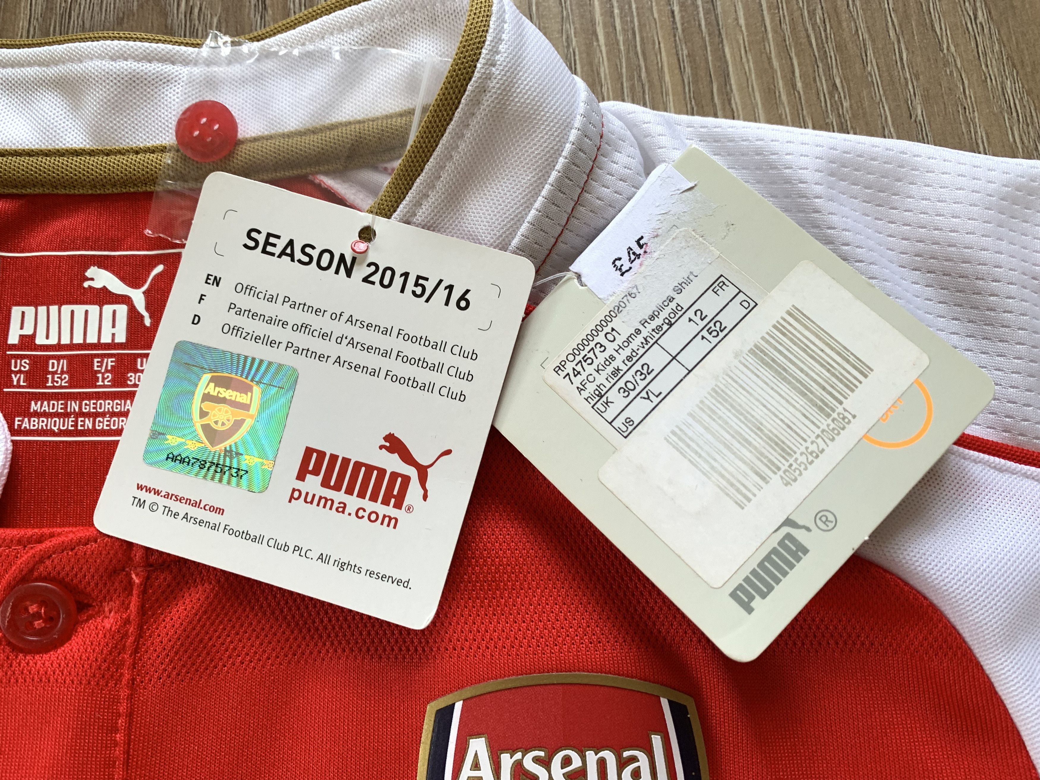Puma Youth Puma Arsenal Soccer Jersey 2015-2016 Size US XXS / EU 40 - 8 Thumbnail