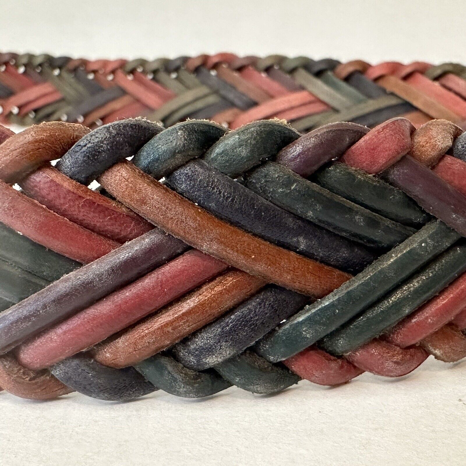Other Braided Woven Genuine Bonded Leather Belt, Multi-color Size ONE SIZE - 4 Thumbnail