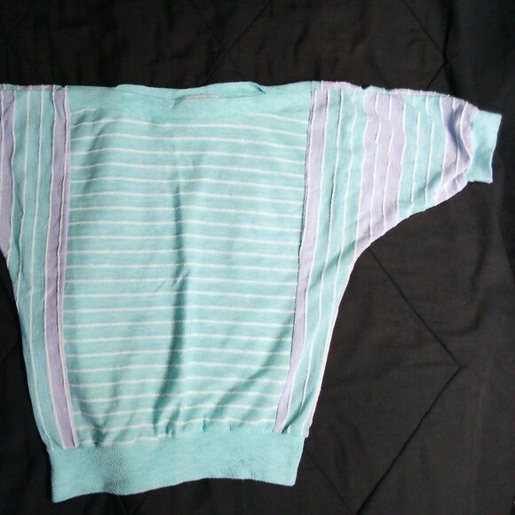 Vintage Vintage Randy Hall Striped Cable Knit Sweater Short Sleeve Size M / US 6-8 / IT 42-44 - 2 Thumbnail