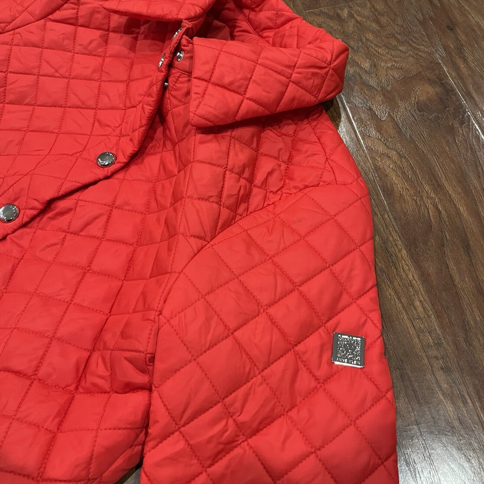 NEW Anne Klein Womens Jacket Red Quilted Side-Slit Midweight