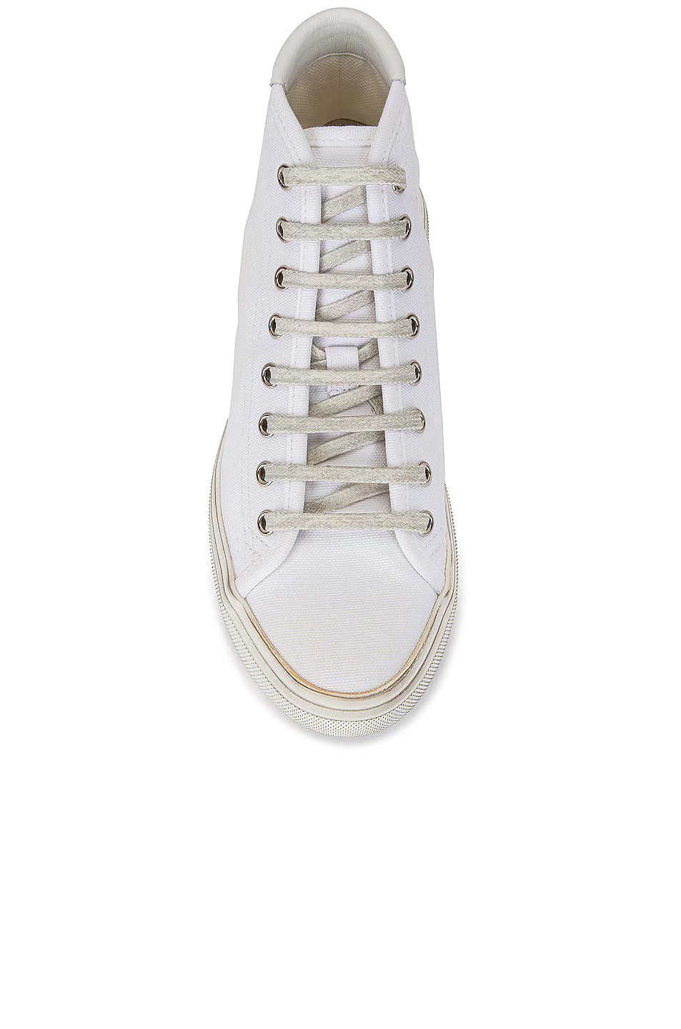 Saint Laurent Paris o1s1wg111024 Malibu Mid-Top Sneakers Canvas Leather White Size US 6 / IT 36 - 4 Thumbnail