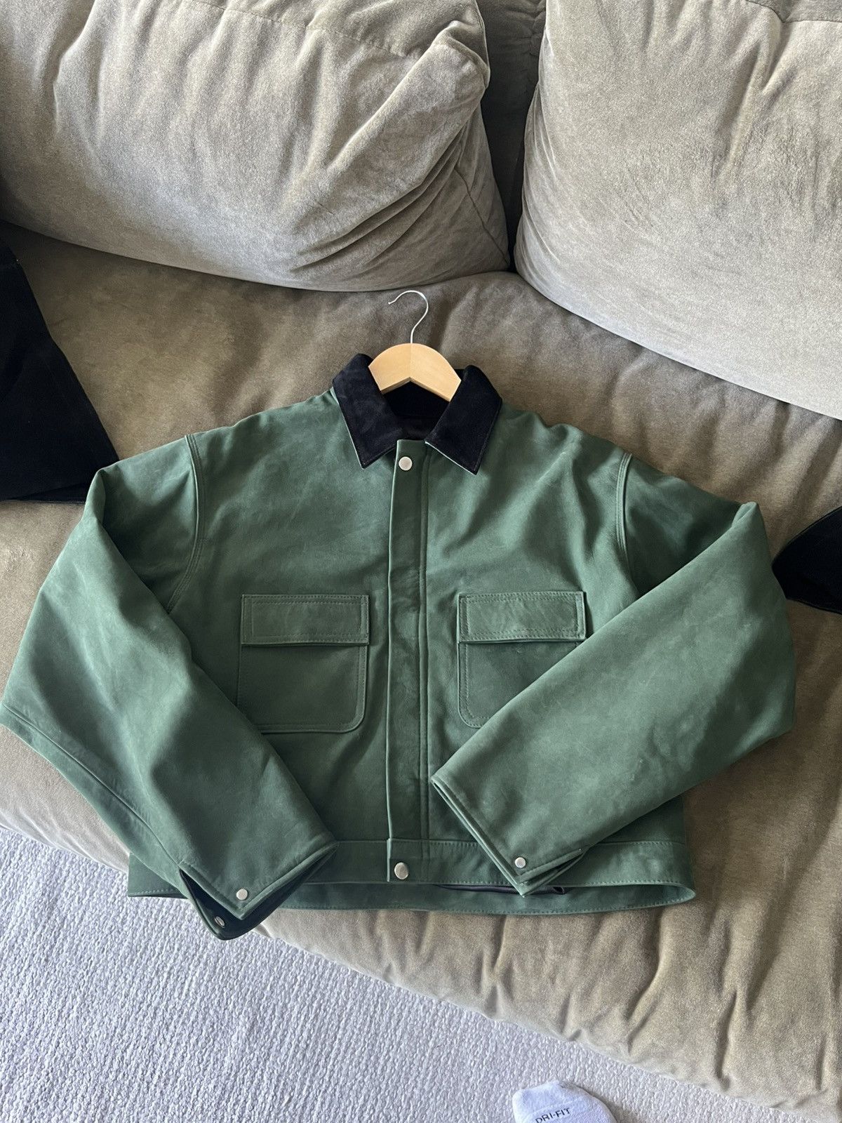 Other Diallo / Boxy Crop Suede Jacket / Green / Small Size US S / EU 44-46 / 1 - 1 Thumbnail