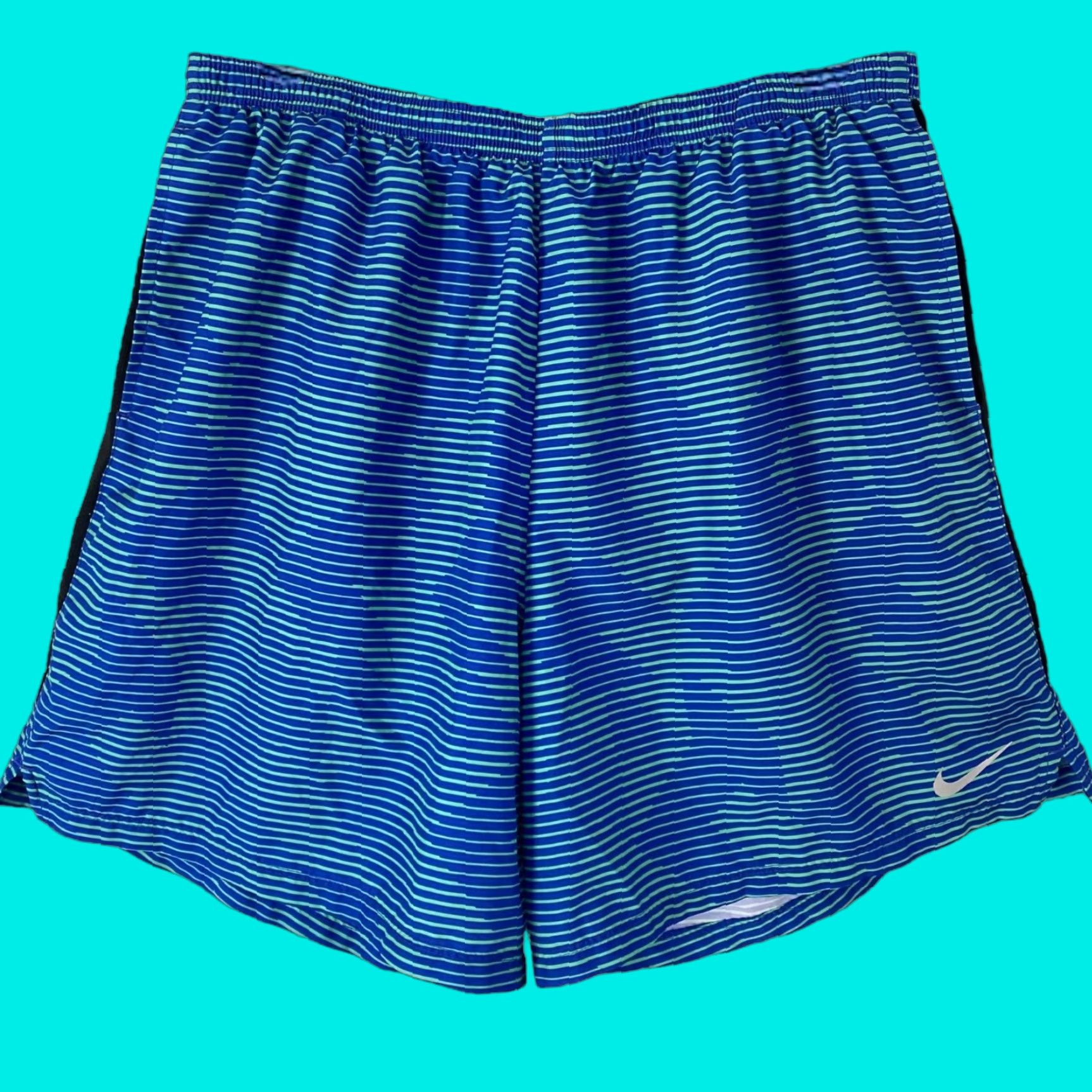 Nike VINTAGE Nike Dri-Fi Challenger Striped 7'' Running Short Blue Mens 2XL Lined Active Wear Size US 39 - 1 Thumbnail