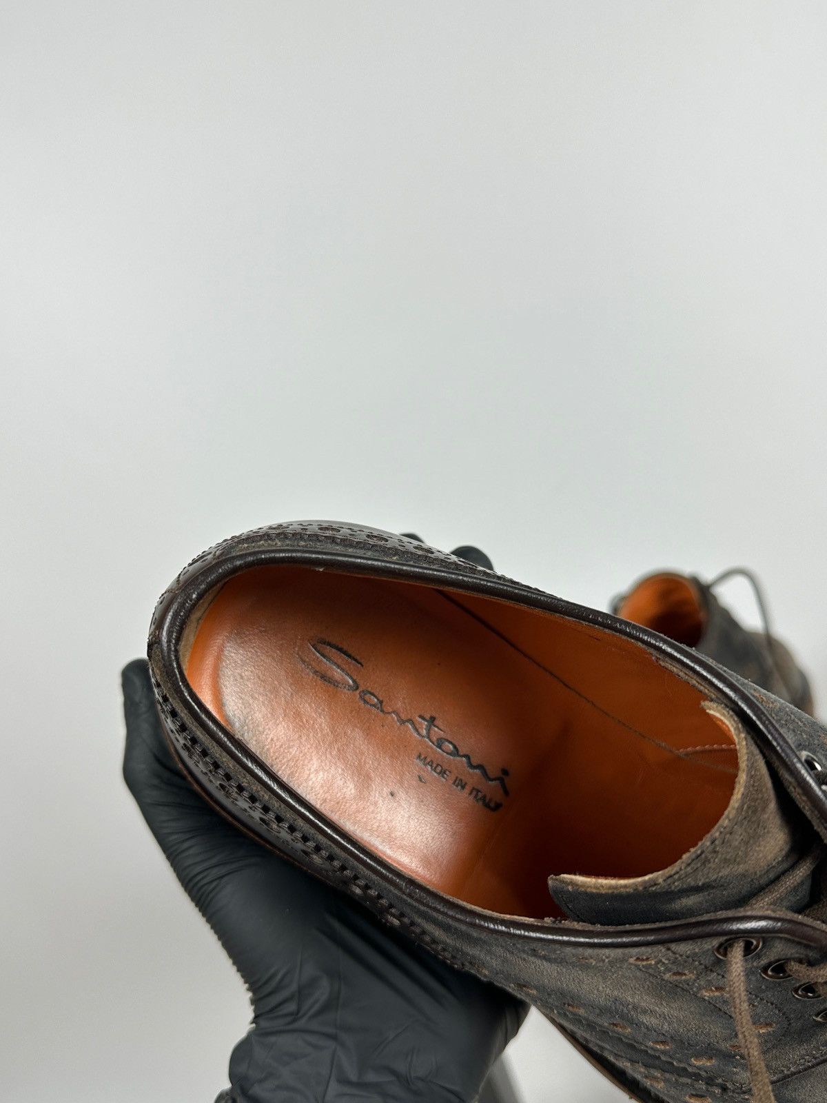 Santoni Santoni Wingtip Brogue Brown Suede Leather Shoes Size US 9.5 / EU 42-43 - 23 Thumbnail