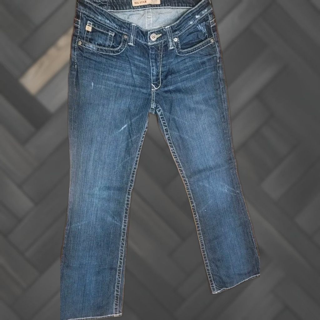 Denime BIG STAR Maddie Boot Cut Jeans Women's 29x32 Denim Blue Mid Rise Jeans Jeans Women Butt Bootcut Logo 90s Festival Hippie Grunge Cowboys Mens Girls Size 29" - 1 Thumbnail