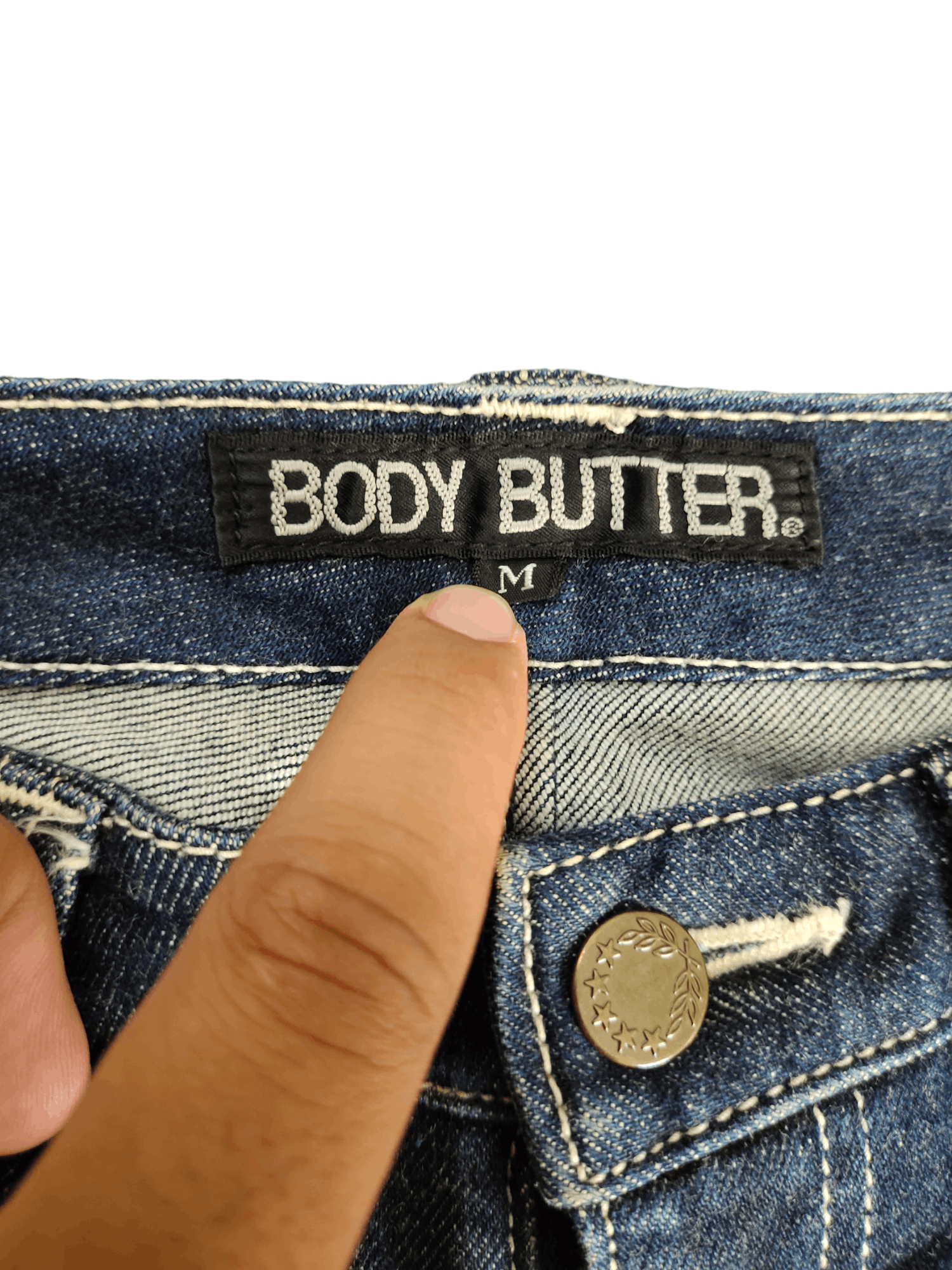 If Six Was Nine Flare Jeans Body Butter Japan Leather Trim Denim Bootcut Y2k Size US 31 - 20 Thumbnail