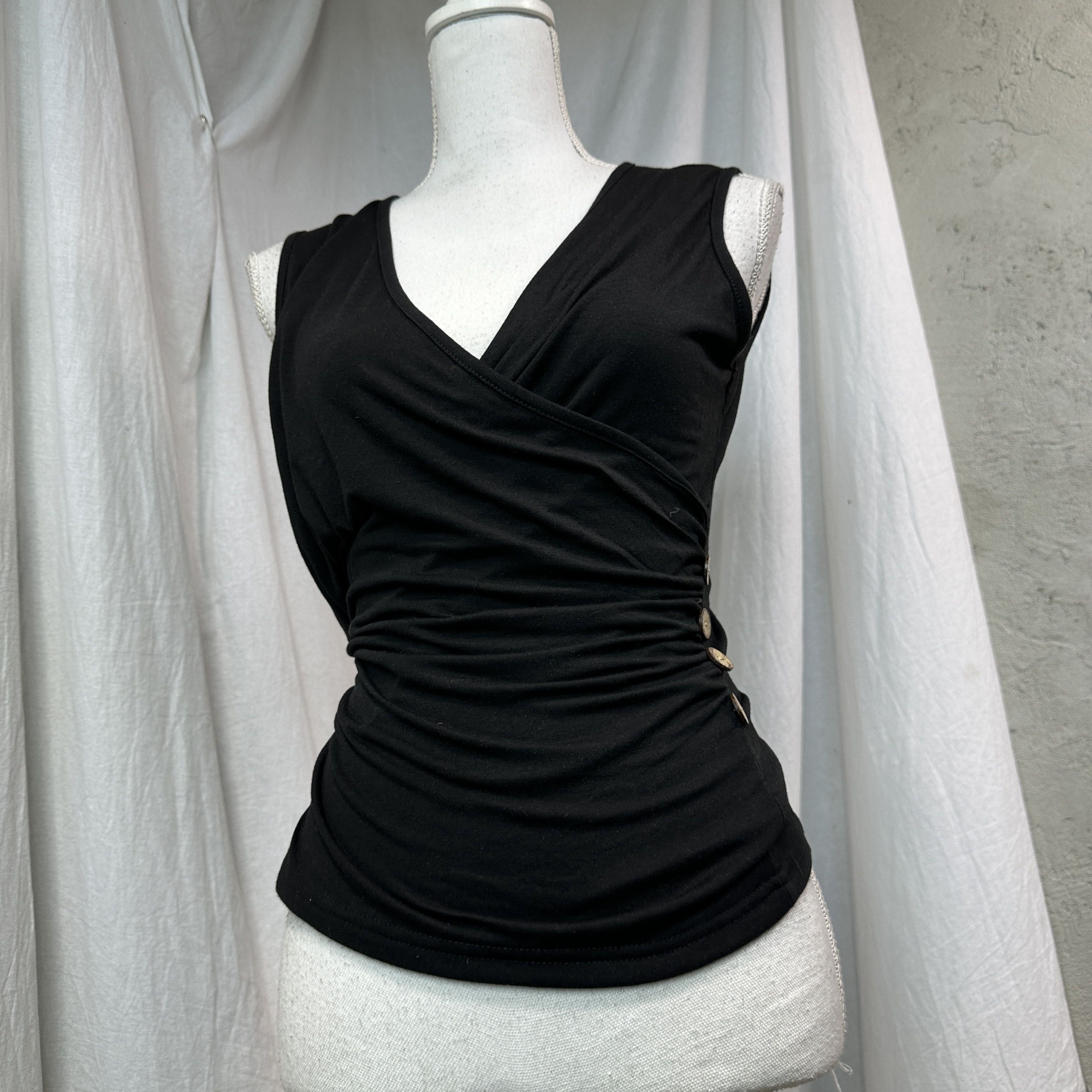 Vintage Vintage Avant Garde Fitted Grunge Ruffled Top 00s Size M / US 6-8 / IT 42-44 - 2 Thumbnail