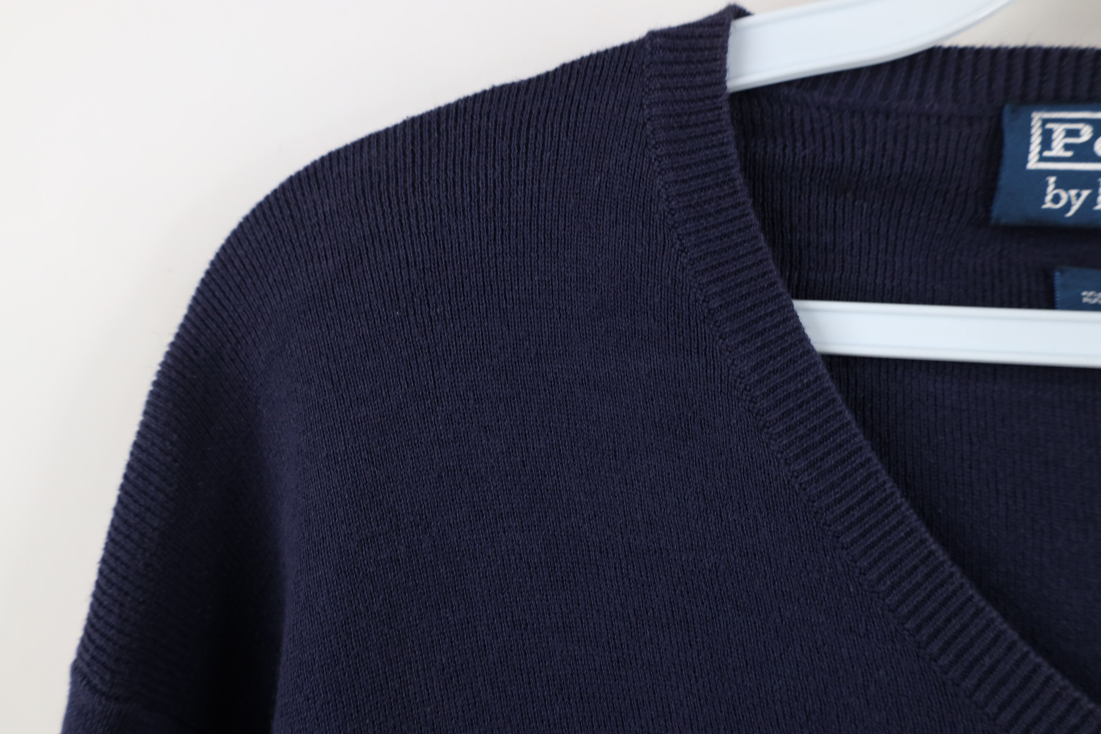 Ralph Lauren Vintage 90s Ralph Lauren Cotton Knit V-Neck Sweater Blue Size US L / EU 52-54 / 3 - 7 Thumbnail