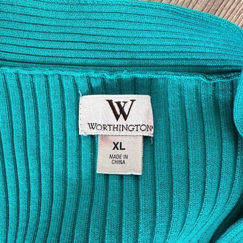 Worthington blue turquoise worthington knit v neck top Size XL / US 12-14 / IT 48-50 - 2 Thumbnail