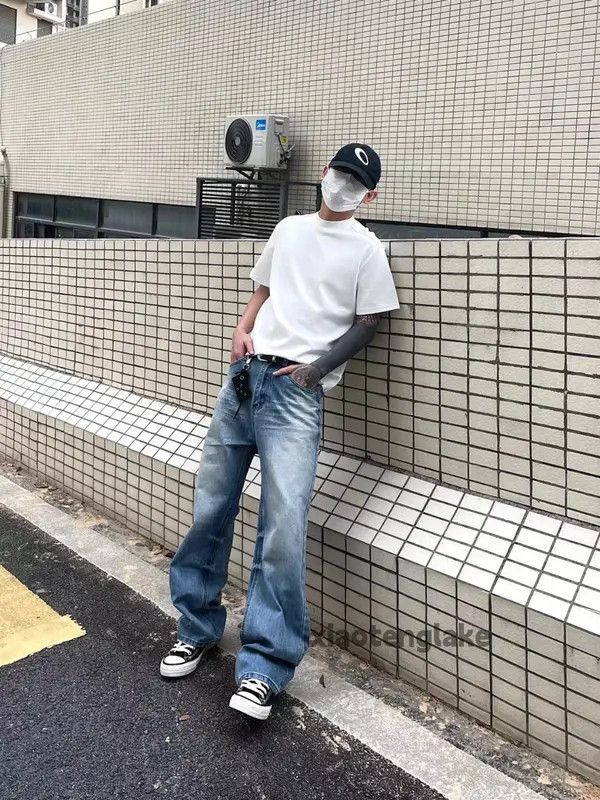 Jean Unisex washed faded cleanfit yuppie y2k loose jeans Size US 32 / EU 48 - 6 Thumbnail
