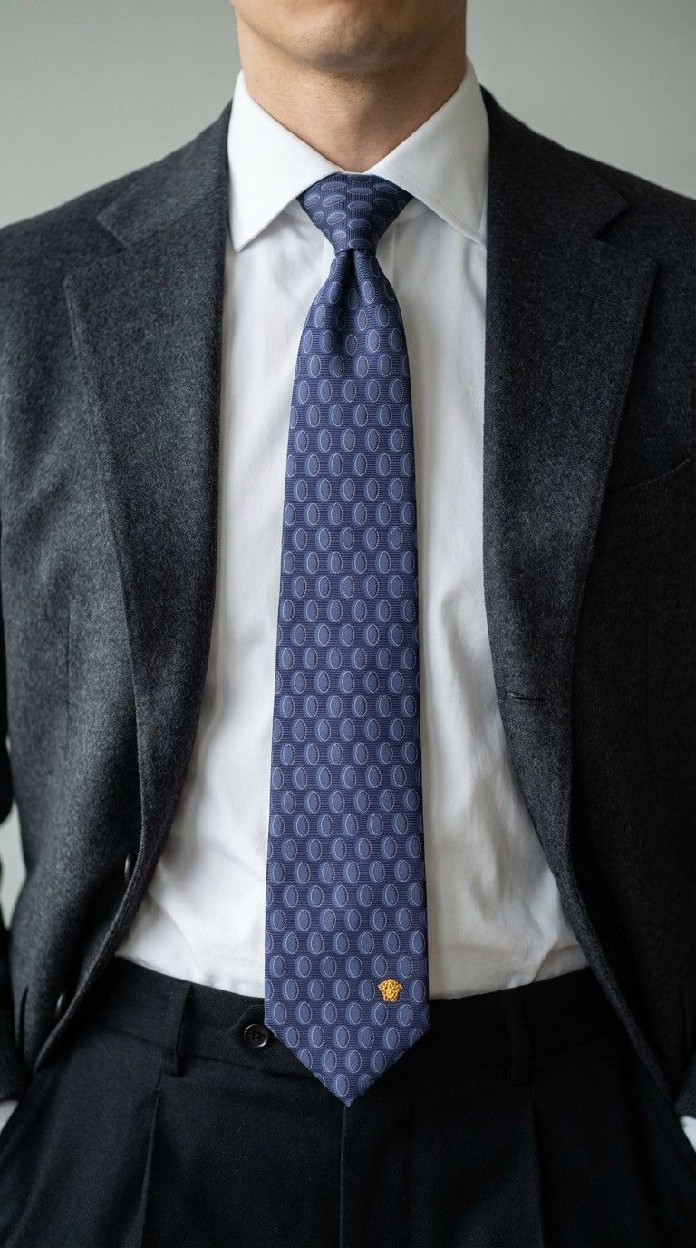 Versace Gianni Versace 100% silk Tie Blue Necktie for Men Top Luxury Size ONE SIZE - 1 Thumbnail