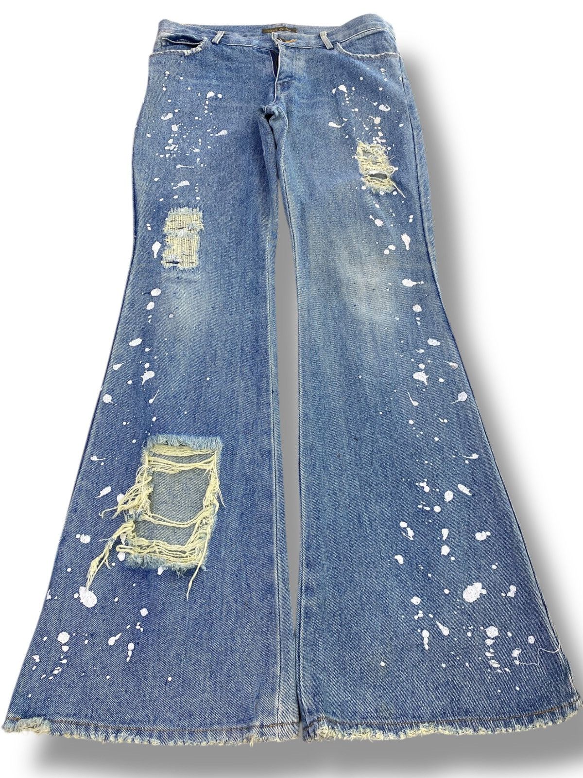 Japanese Brand Japanese Brand Ripped Paint Platter Style Flare Jeans Size US 30 / EU 46 - 1 Thumbnail